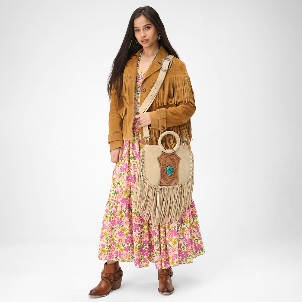 Loyal West SEDONA TASSLE BAG IN SUEDE LEATHER - Myra USA