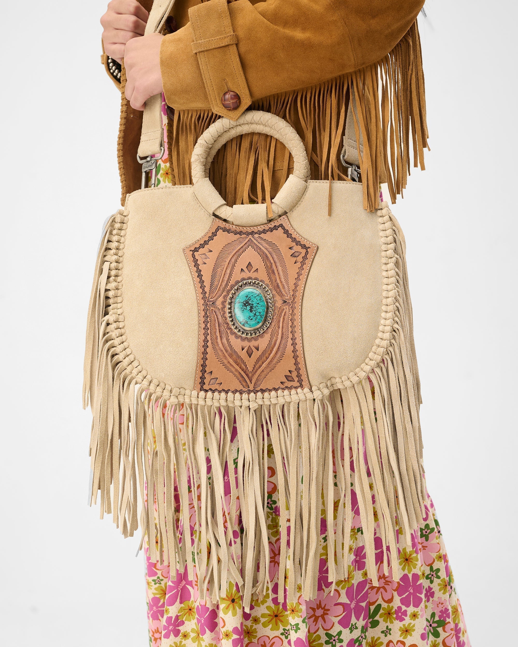 Loyal West SEDONA TASSLE BAG IN SUEDE LEATHER - Myra USA