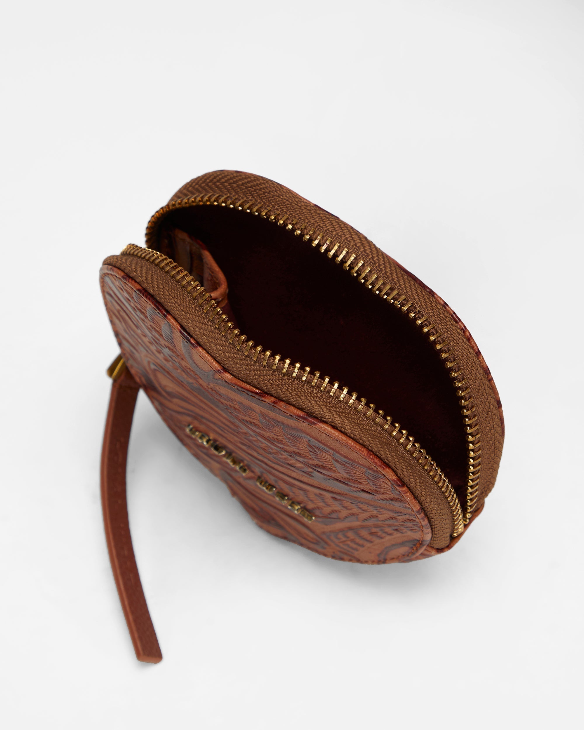 Loyal West CUPID COIN POUCH IN HAND FINISHED EMBOSSED LEATHER - BROWN