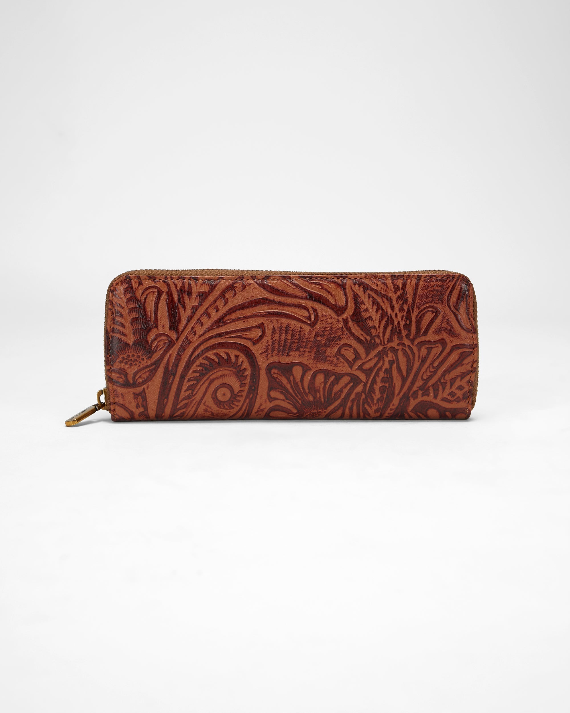 Loyal West RANCH ROAD JEWELERY CASE IN HAND FINISHED EMBOSSED LEATHER - BROWN - Myra USA