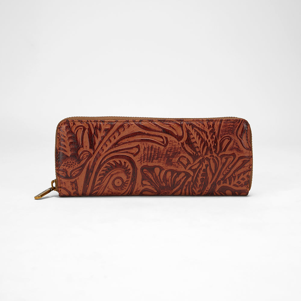 Loyal West RANCH ROAD JEWELERY CASE IN HAND FINISHED EMBOSSED LEATHER - BROWN - Myra USA