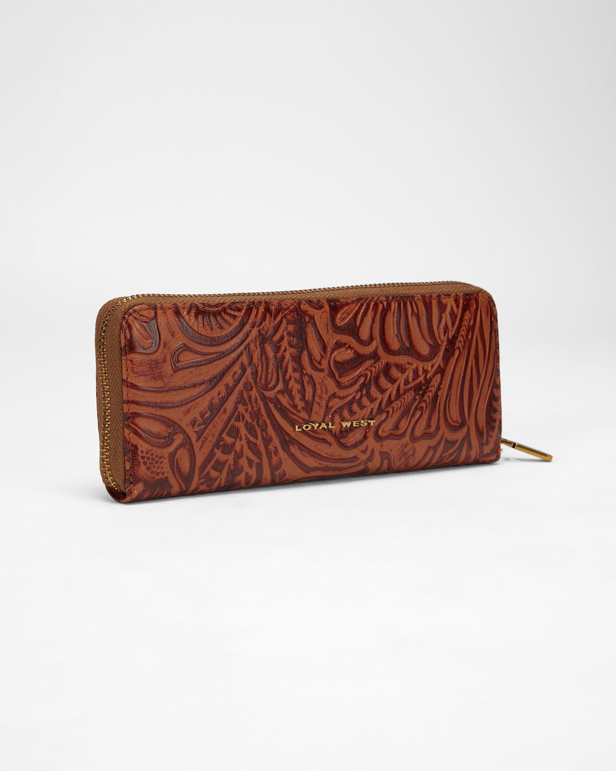 Loyal West RANCH ROAD JEWELERY CASE IN HAND FINISHED EMBOSSED LEATHER - BROWN - Myra USA