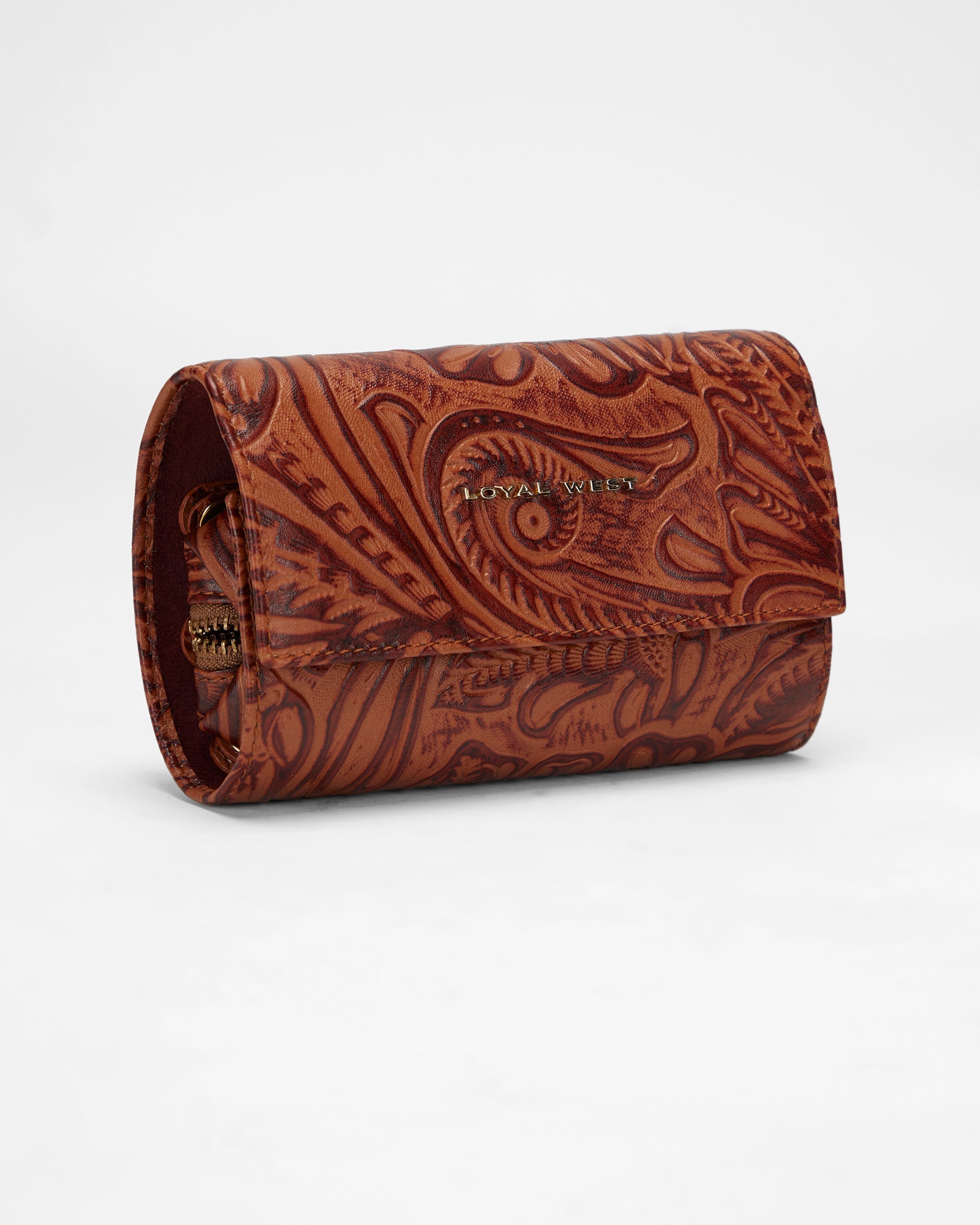 Loyal West CANYON JEWELERY CASE IN HAND FINISHED EMBOSSED LEATHER - BROWN - Myra USA