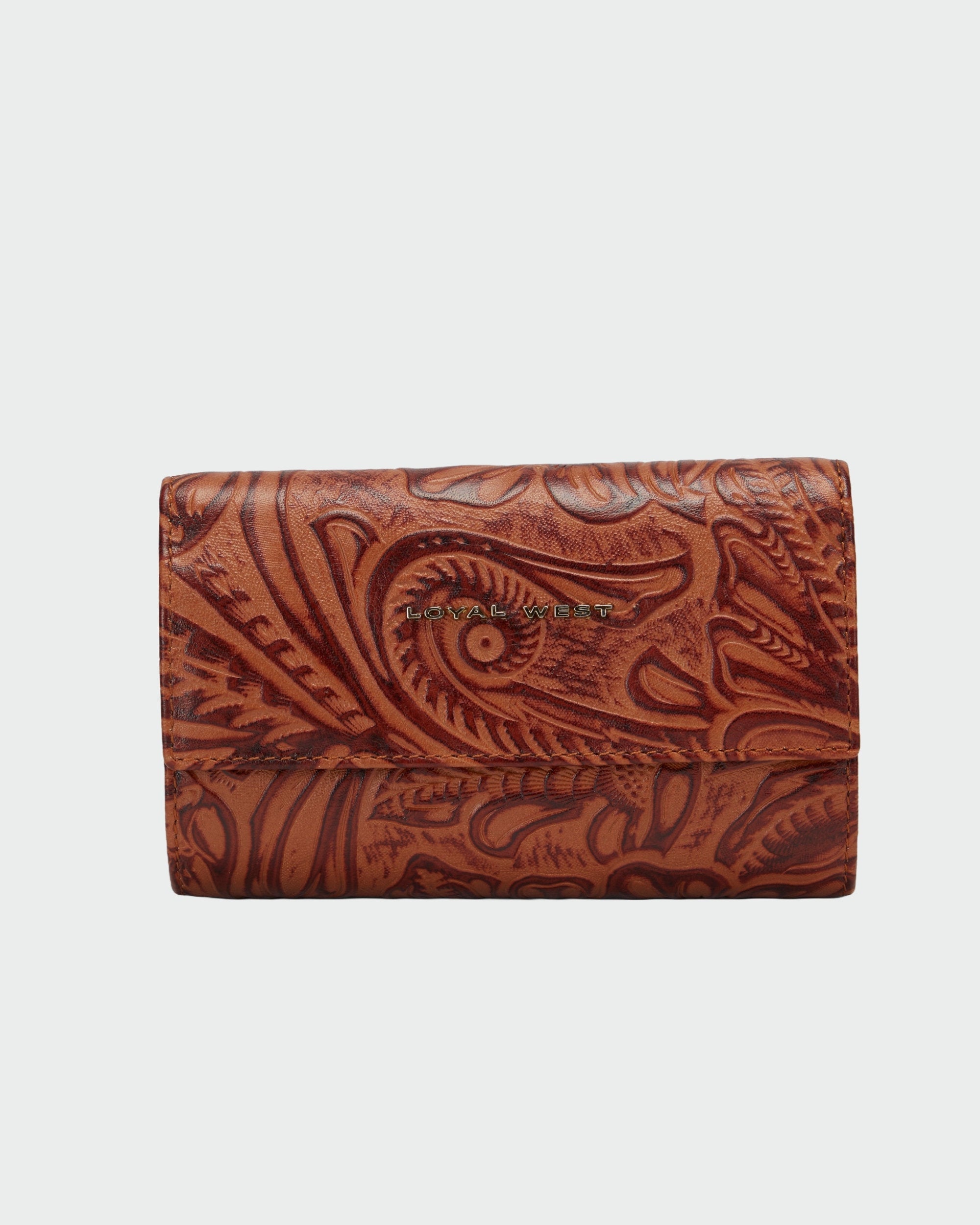 Loyal West CANYON JEWELERY CASE IN HAND FINISHED EMBOSSED LEATHER - BROWN - Myra USA