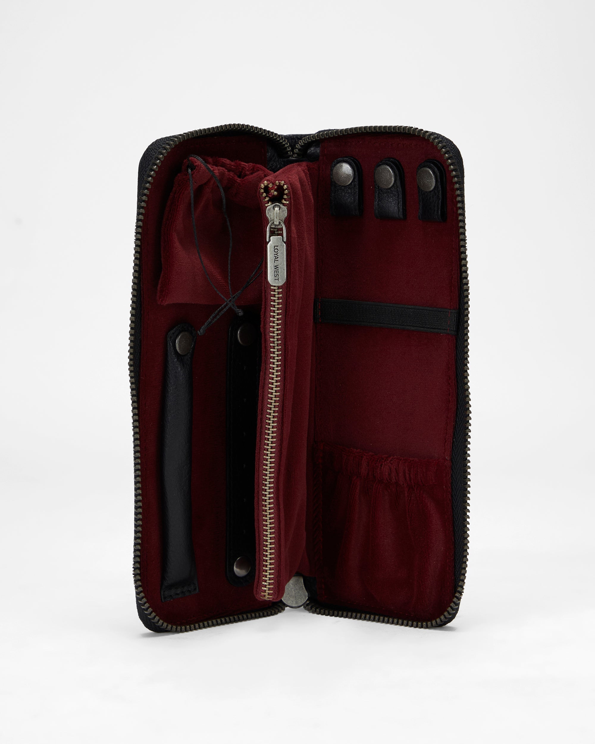 Loyal West RANCH ROAD JEWELERY CASE IN CALF LEATHER - BLACK - Myra USA