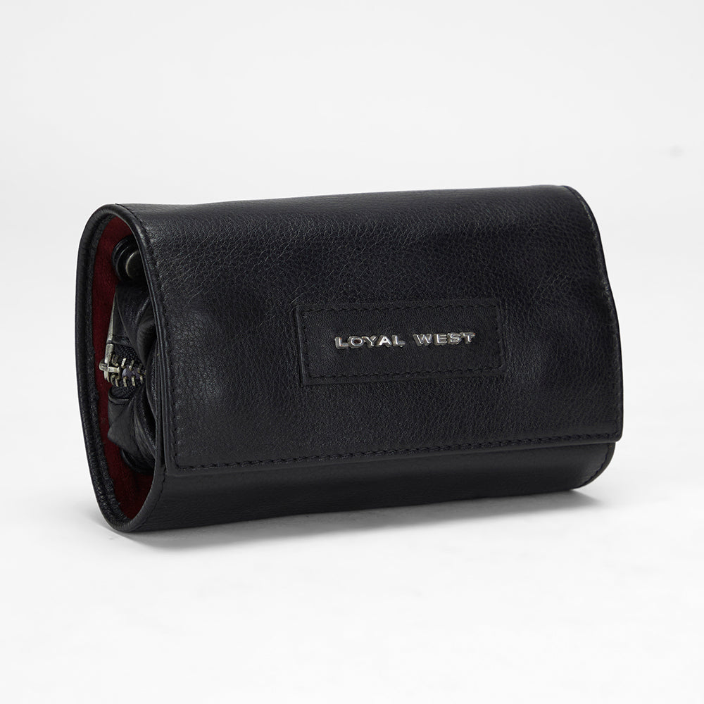 Loyal West CANYON JEWELRY CASE IN CALF LEATHER - BLACK - Myra USA