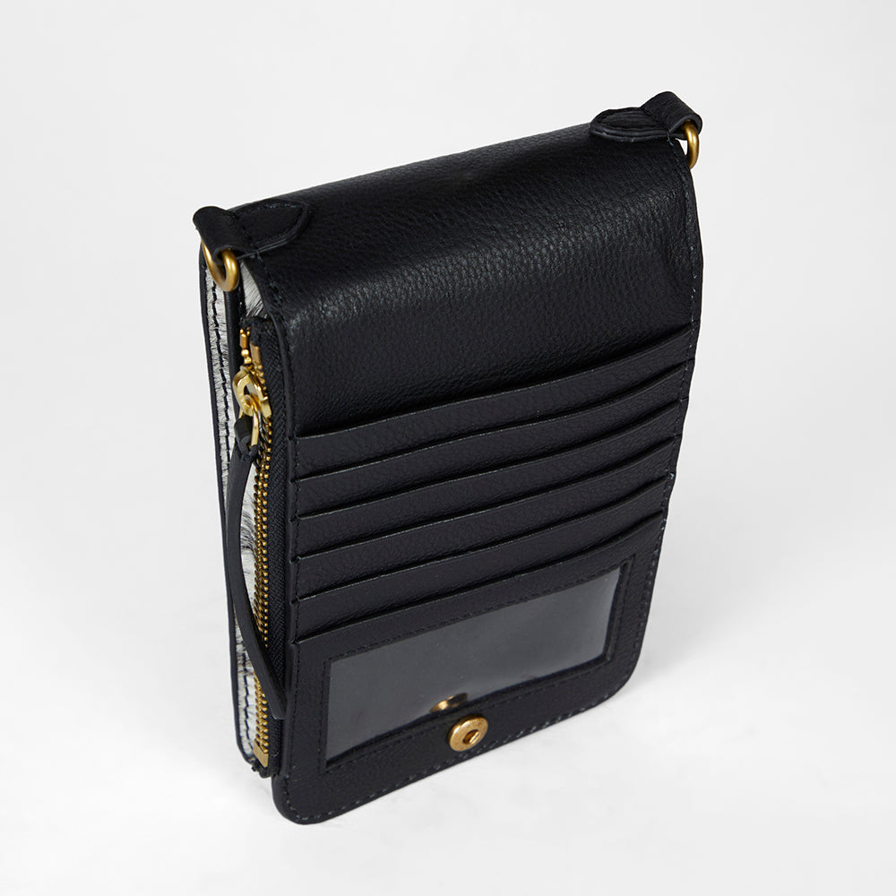 Loyal West SHELL PHONE BAG IN BLACK AND WHITE COWHIDE - Myra USA