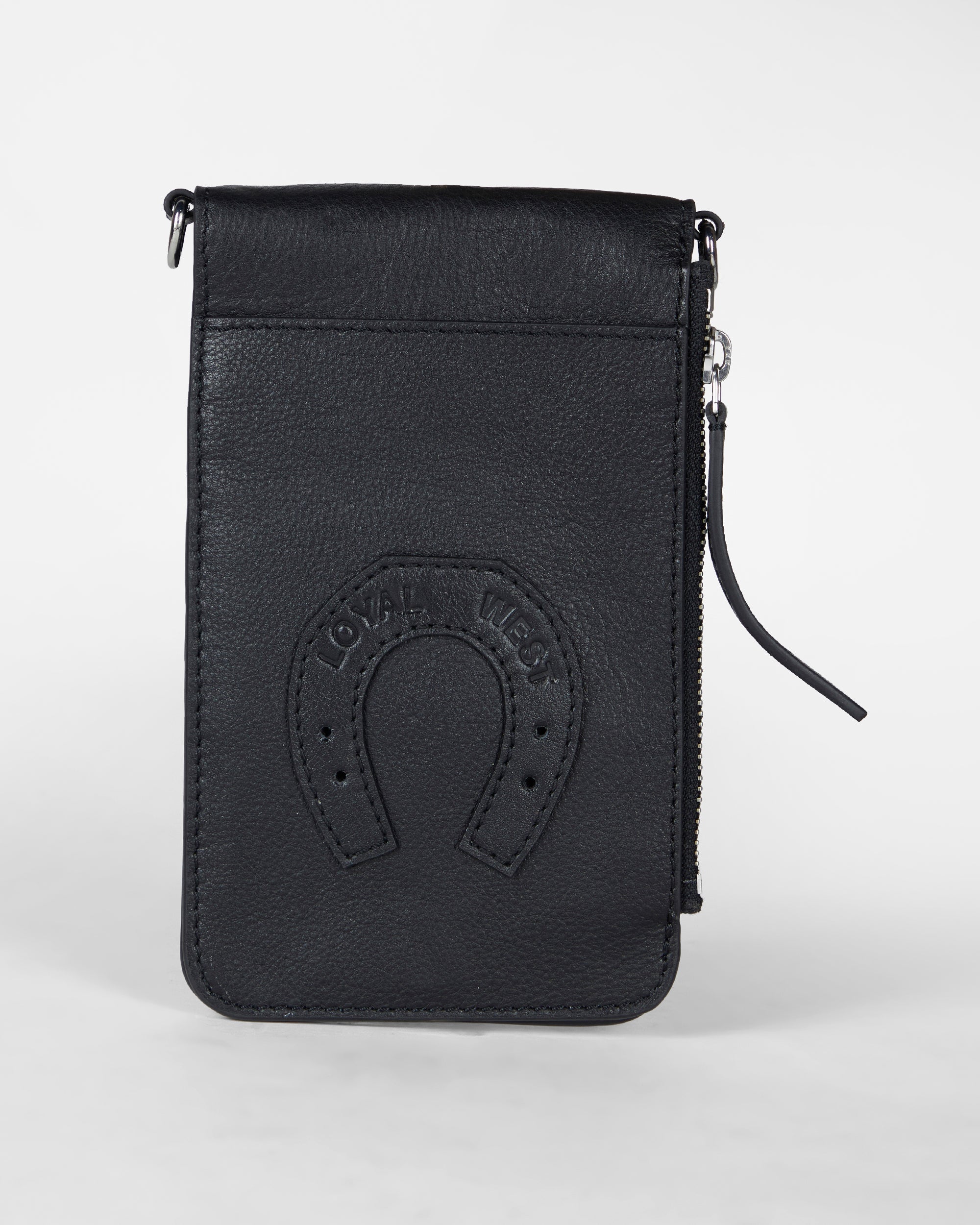 Loyal West SHELL PHONE BAG IN CALF LEATHER -BLACK - Myra USA