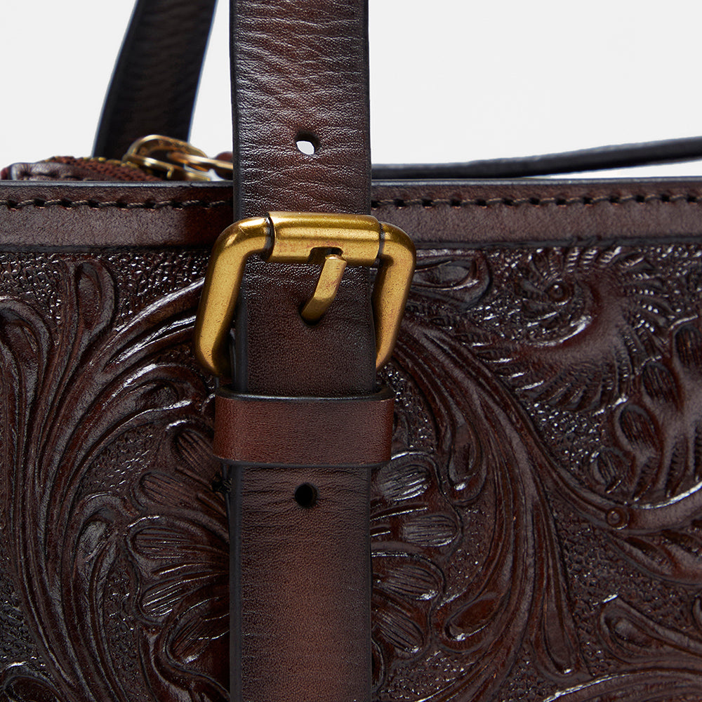 Loyal West MIVVA HANDTOOLED MINI BAG - BRUNETTE LEATHER - Myra USA