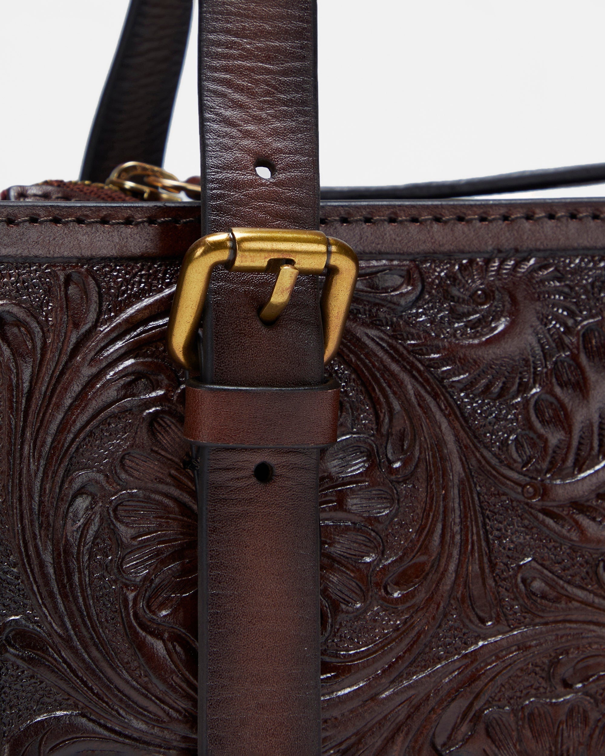Loyal West MIVVA HANDTOOLED MINI BAG - BRUNETTE LEATHER - Myra USA