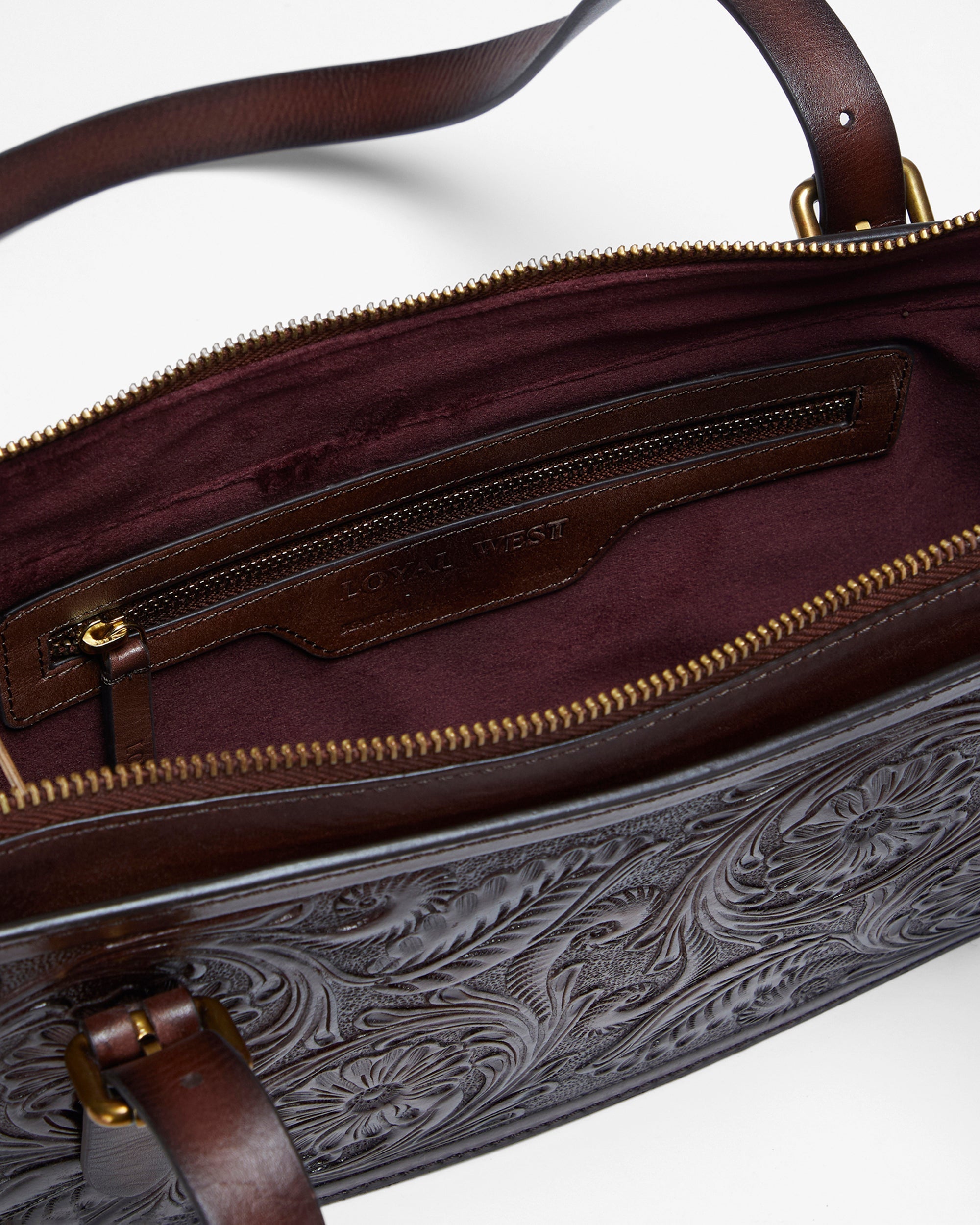 Loyal West MIVVA HANDTOOLED MINI BAG - BRUNETTE LEATHER - Myra USA