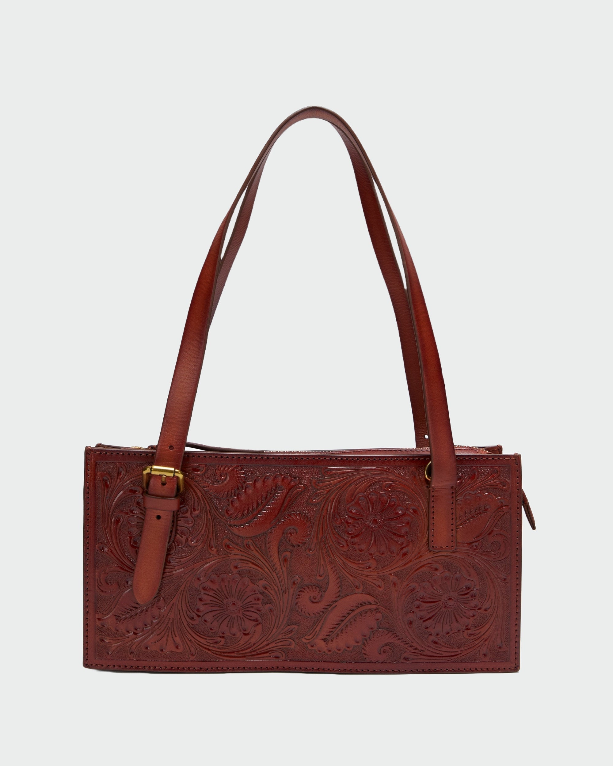 Loyal West MIVVA HANDTOOLED MINI BAG - SOFT WALNUT LEATHER