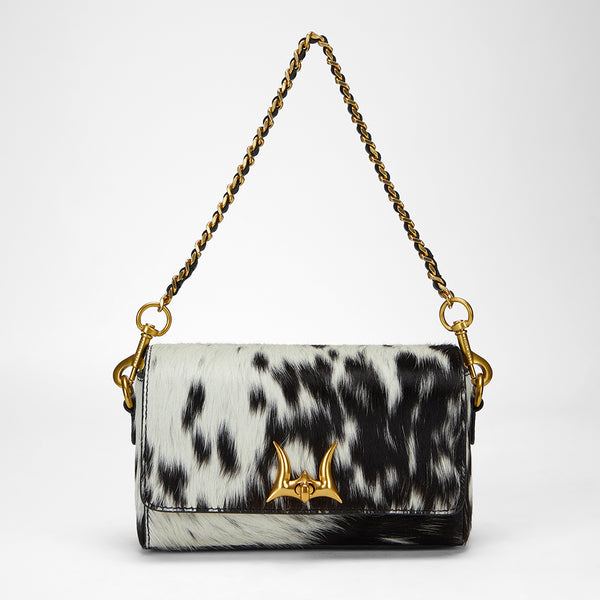 Loyal West SAVI MINI BAG IN BLACK & WHITE COWHIDE - Myra USA