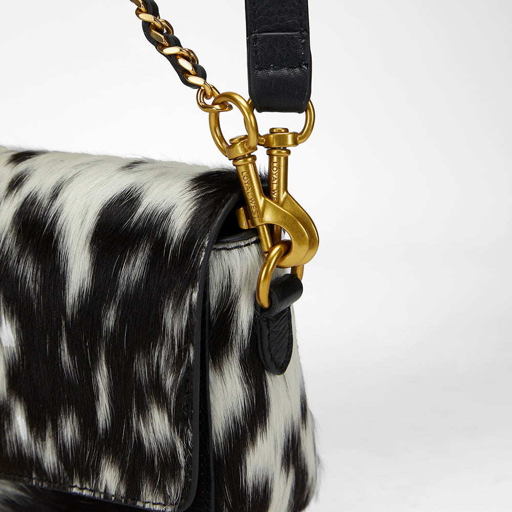 Loyal West SAVI MINI BAG IN BLACK & WHITE COWHIDE - Myra USA