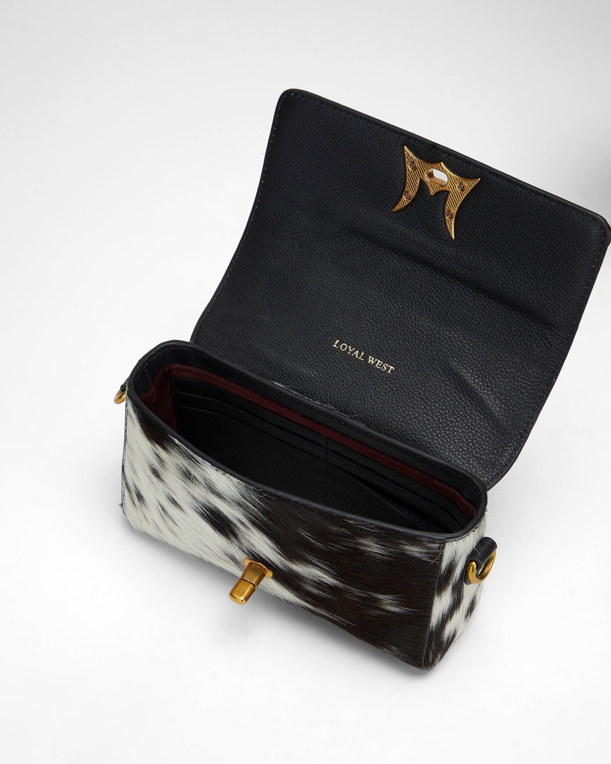Loyal West SAVI MINI BAG IN BLACK & WHITE COWHIDE - Myra USA