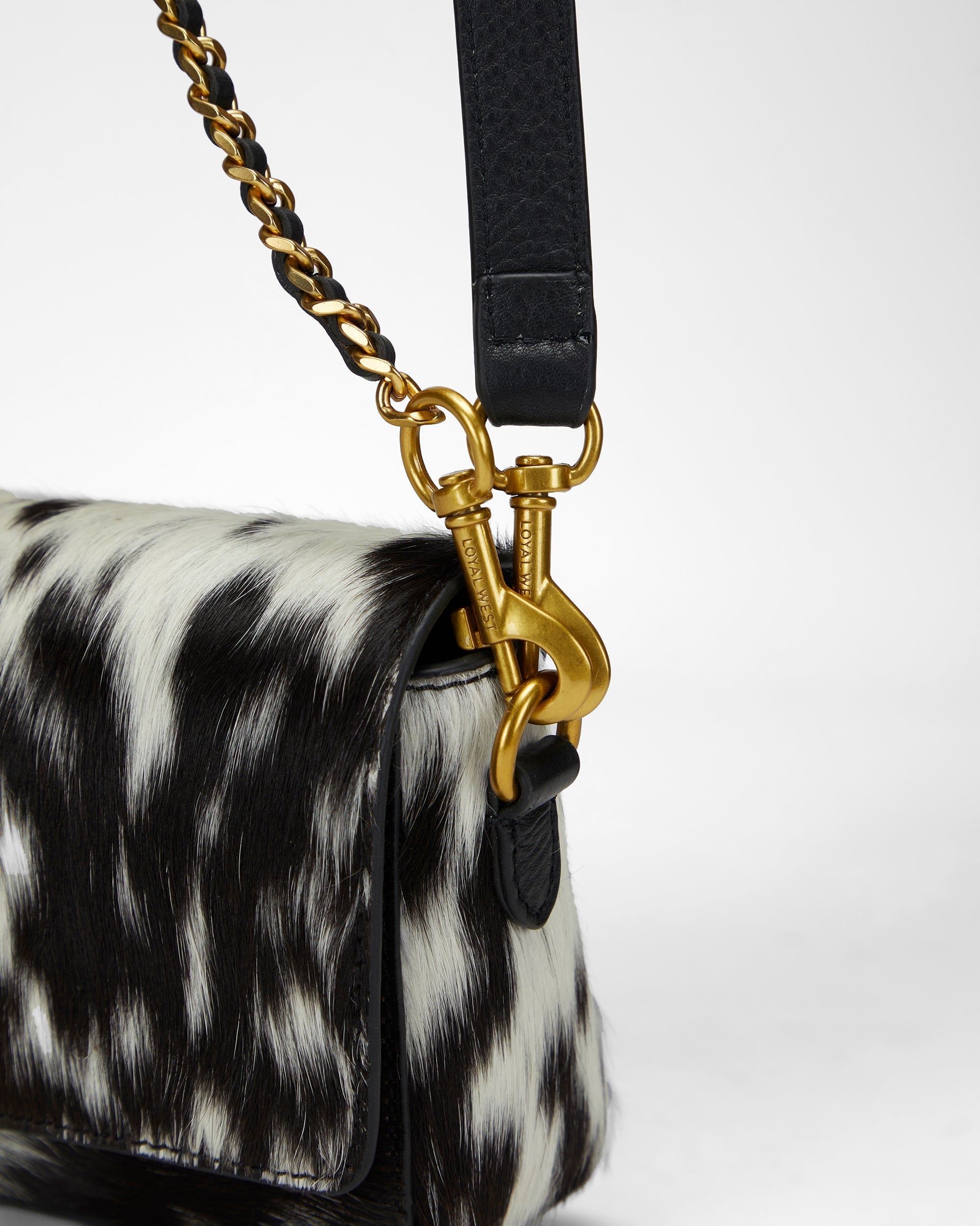 Loyal West SAVI MINI BAG IN BLACK & WHITE COWHIDE - Myra USA