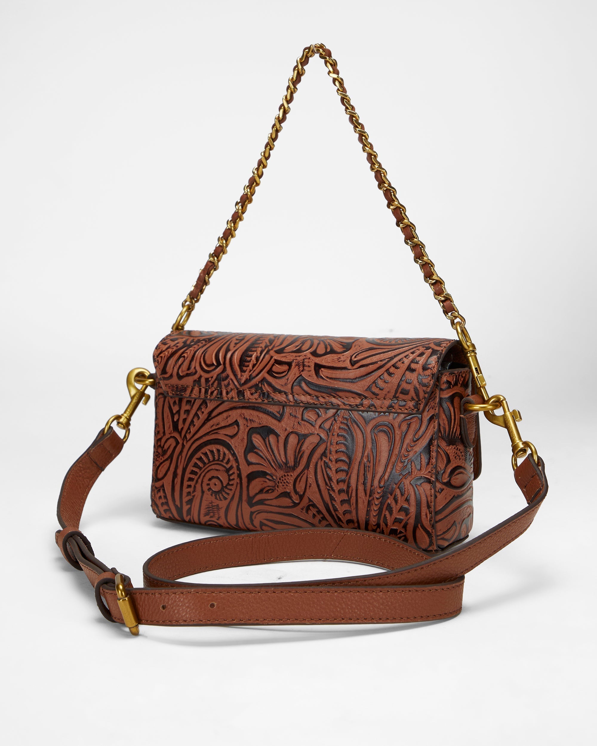 Loyal West SAVI MINI BAG IN HAND FINISHED EMBOSSED LEATHER - BROWN - Myra USA