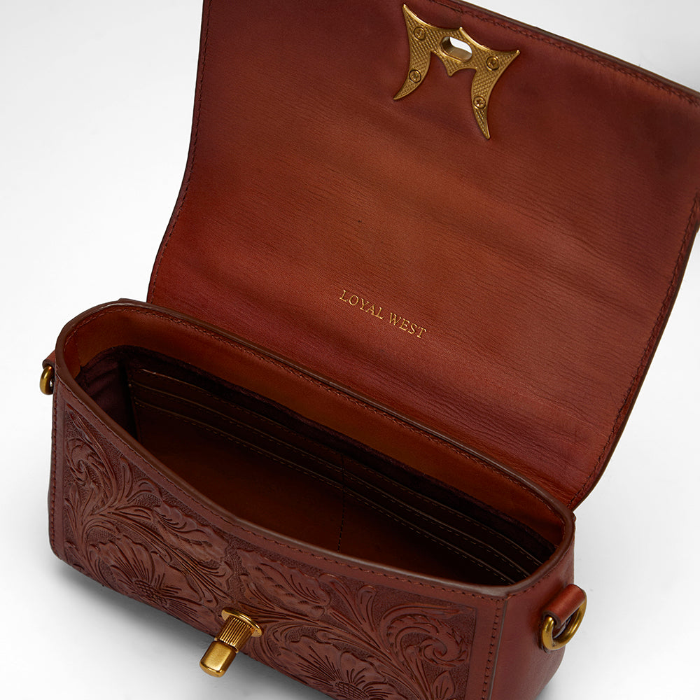 Loyal West SAVI MINI BAG IN HANDTOOLED LEATHER - Myra USA