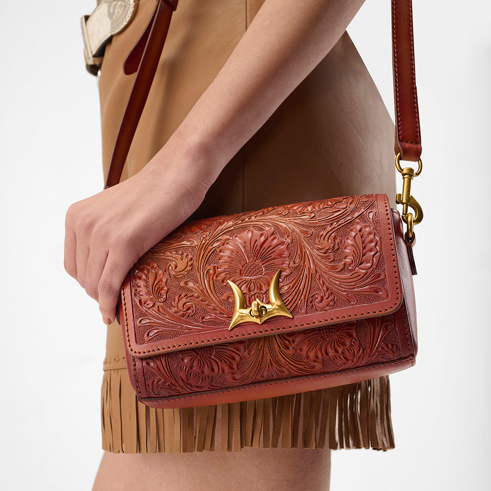 Loyal West SAVI MINI BAG IN HANDTOOLED LEATHER - Myra USA