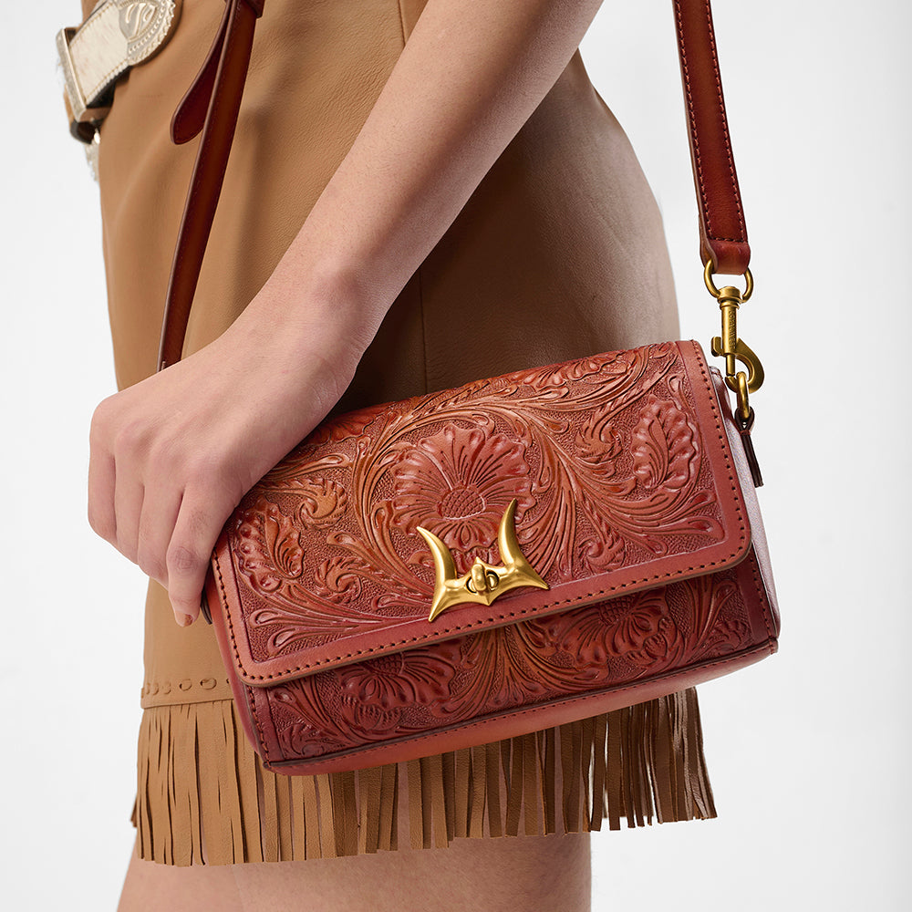 Loyal West SAVI MINI BAG IN HANDTOOLED LEATHER - Myra USA