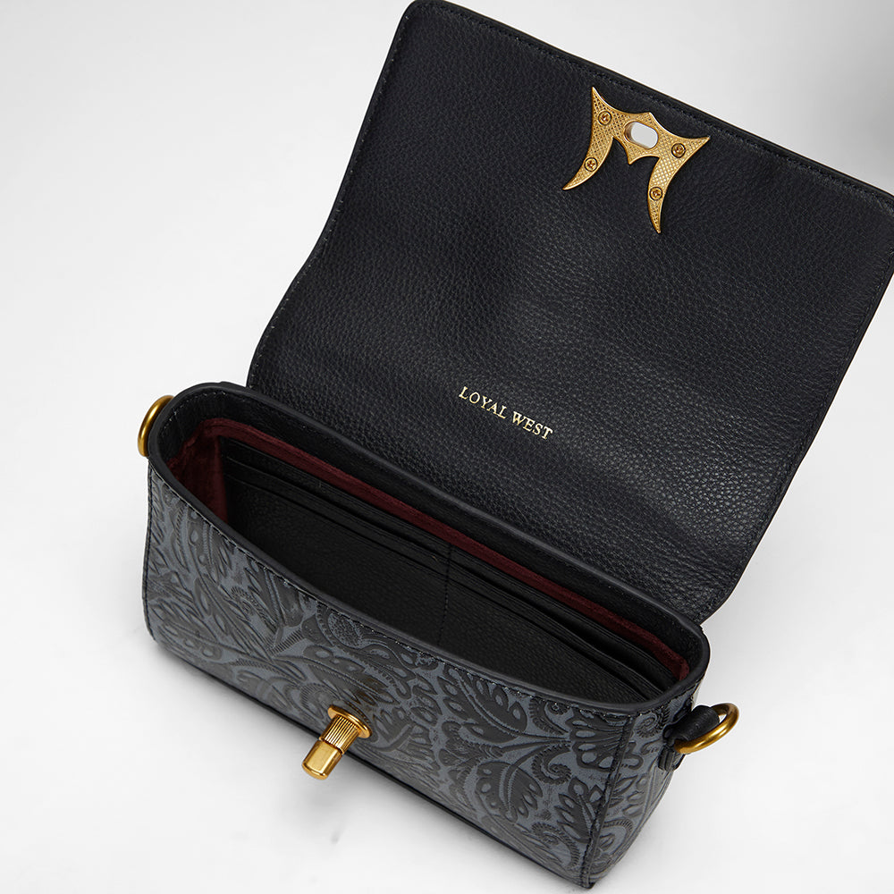 Loyal West SAVI MINI BAG IN CALF LEATHER - BLACK - Myra USA