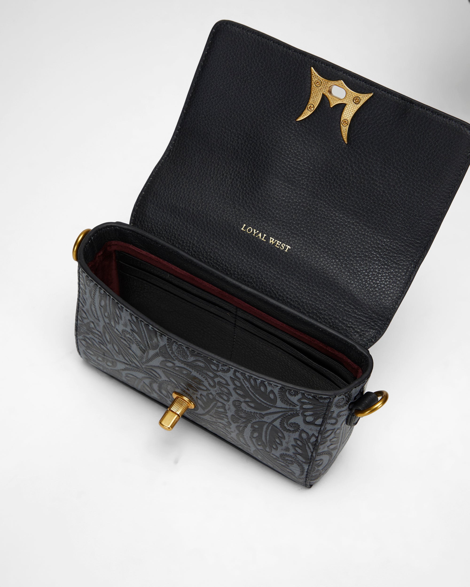 Loyal West SAVI MINI BAG IN CALF LEATHER - BLACK - Myra USA