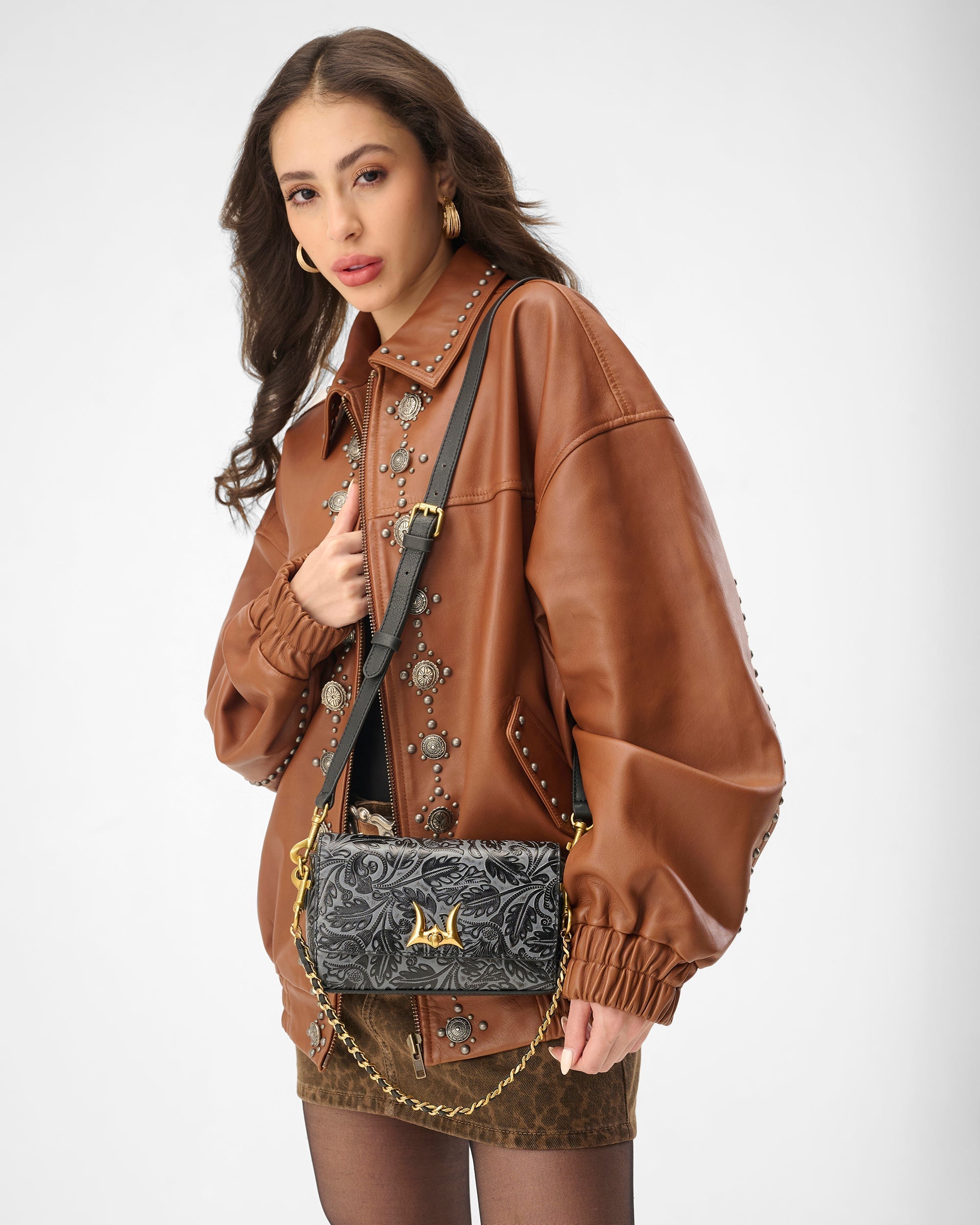 Loyal West SAVI MINI BAG IN CALF LEATHER - BLACK - Myra USA