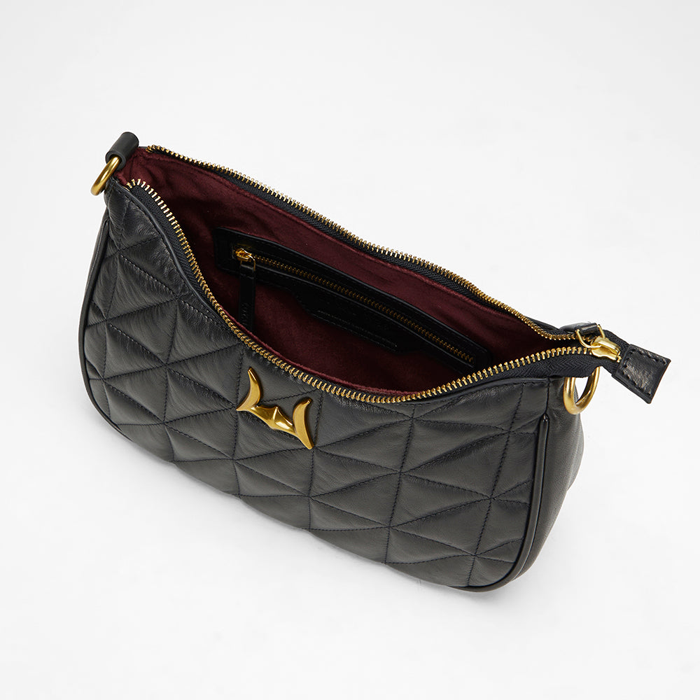 Loyal West JOE QUILTED NAPPA LEATHER BAG-BLACK - Myra USA