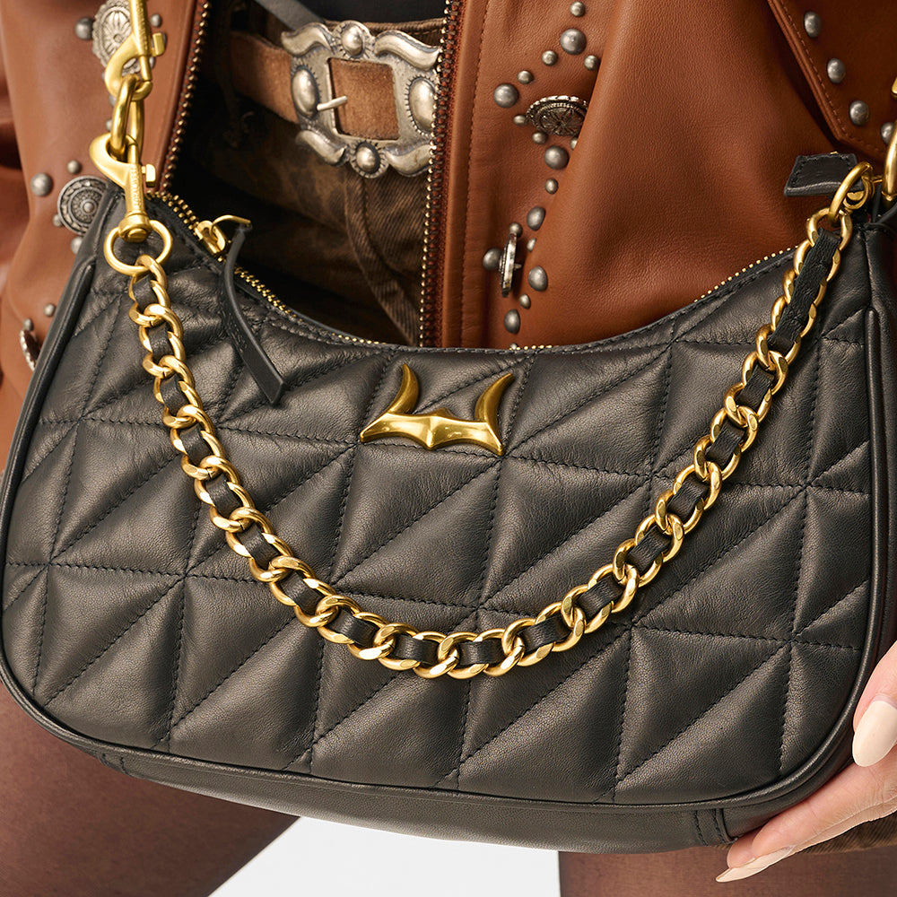 Loyal West JOE QUILTED NAPPA LEATHER BAG-BLACK - Myra USA