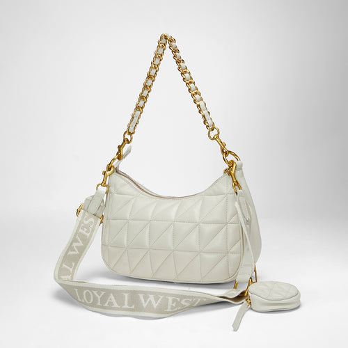 Loyal West JOE QUILTED NAPPA LEATHER BAG-WHITE - Myra USA