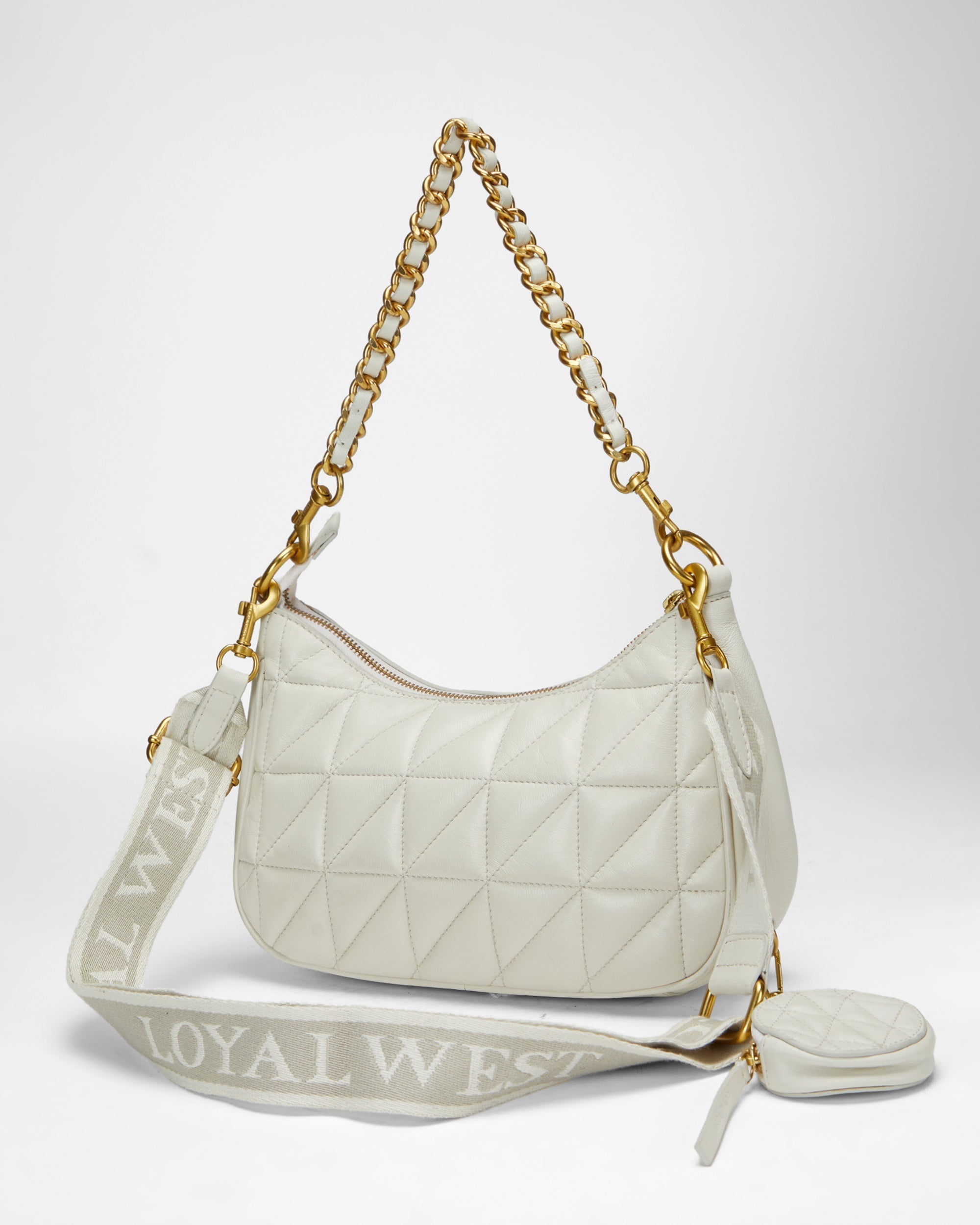 Loyal West JOE QUILTED NAPPA LEATHER BAG-WHITE - Myra USA