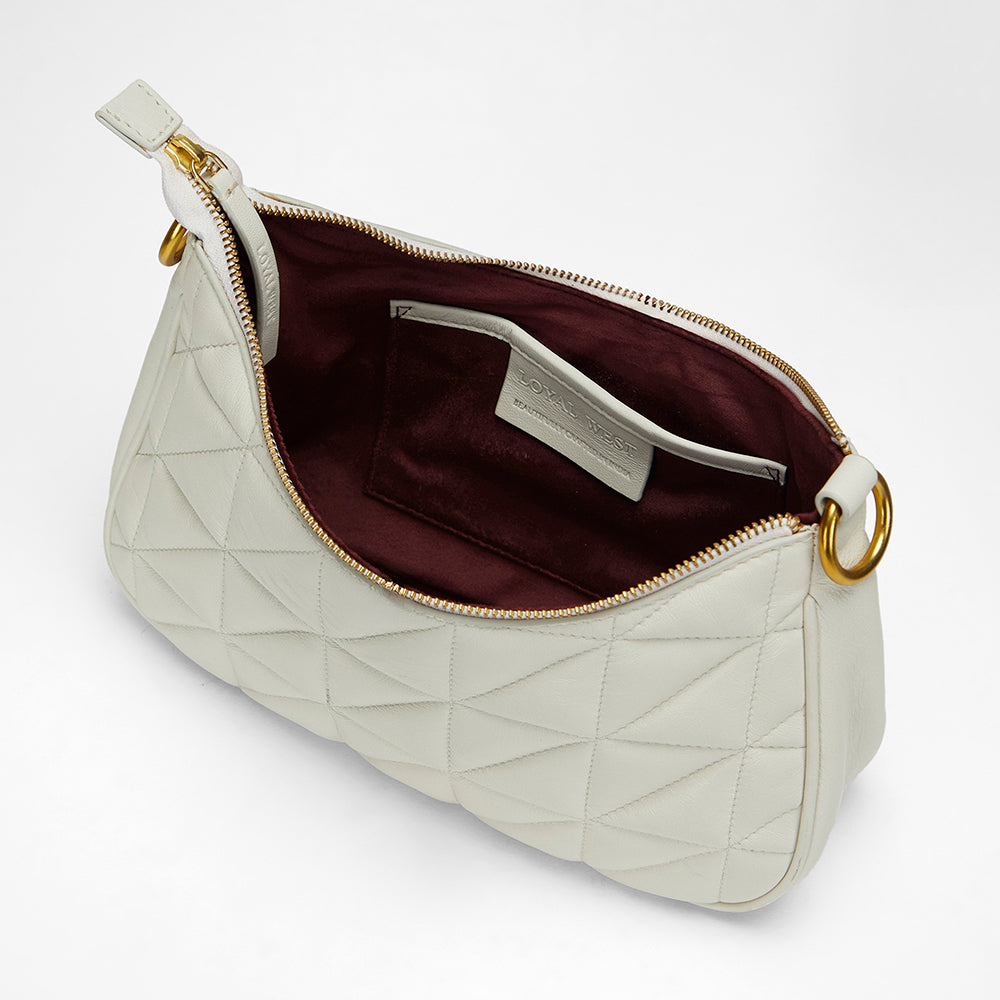 Loyal West JOE QUILTED NAPPA LEATHER BAG-WHITE - Myra USA