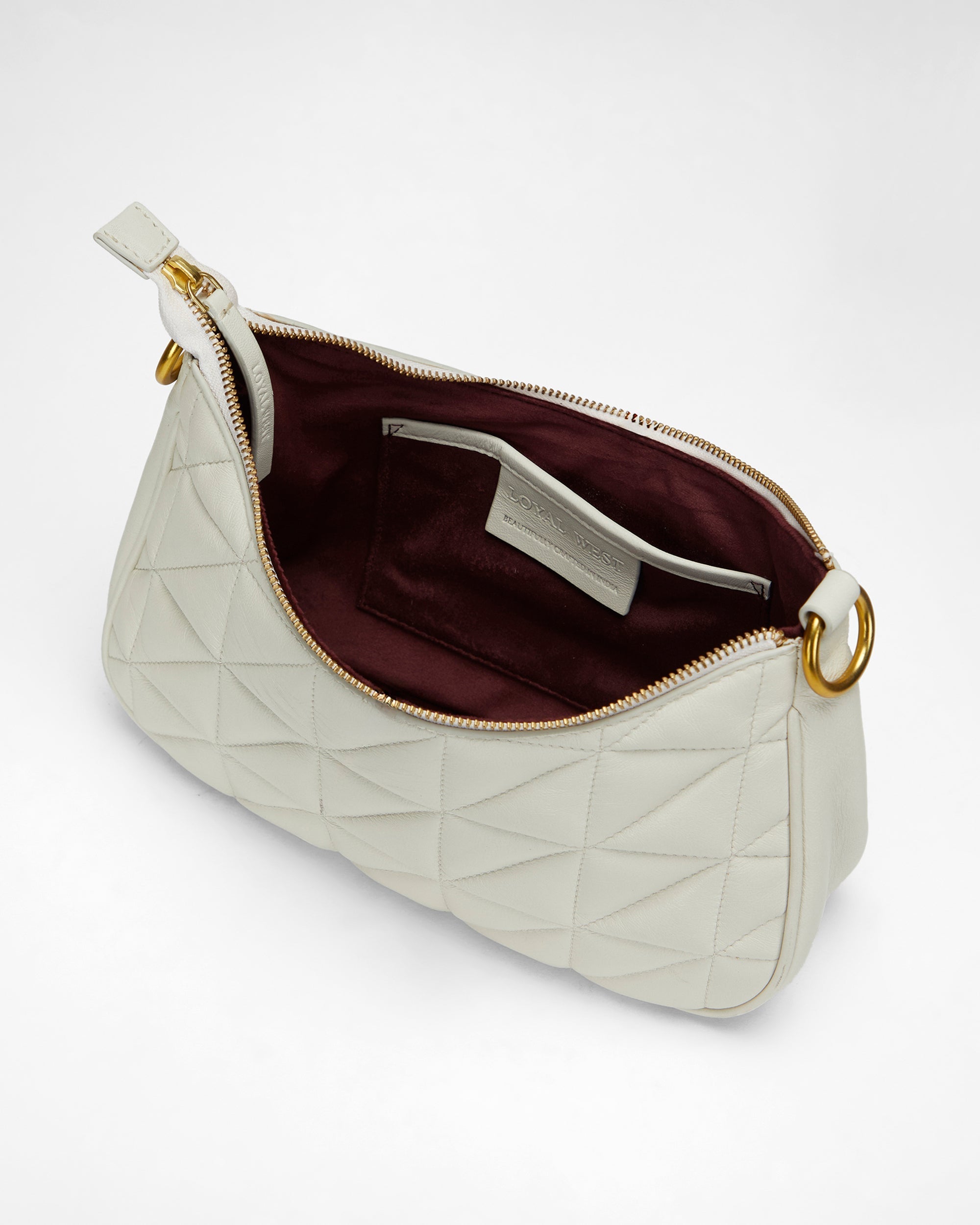 Loyal West JOE QUILTED NAPPA LEATHER BAG-WHITE - Myra USA