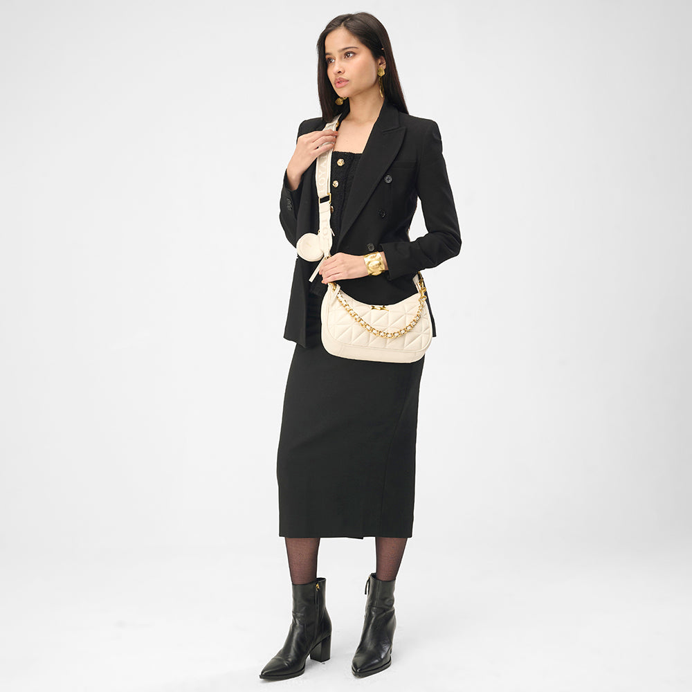 Loyal West JOE QUILTED NAPPA LEATHER BAG-WHITE - Myra USA