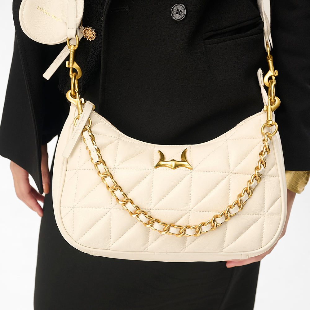 Loyal West JOE QUILTED NAPPA LEATHER BAG-WHITE - Myra USA