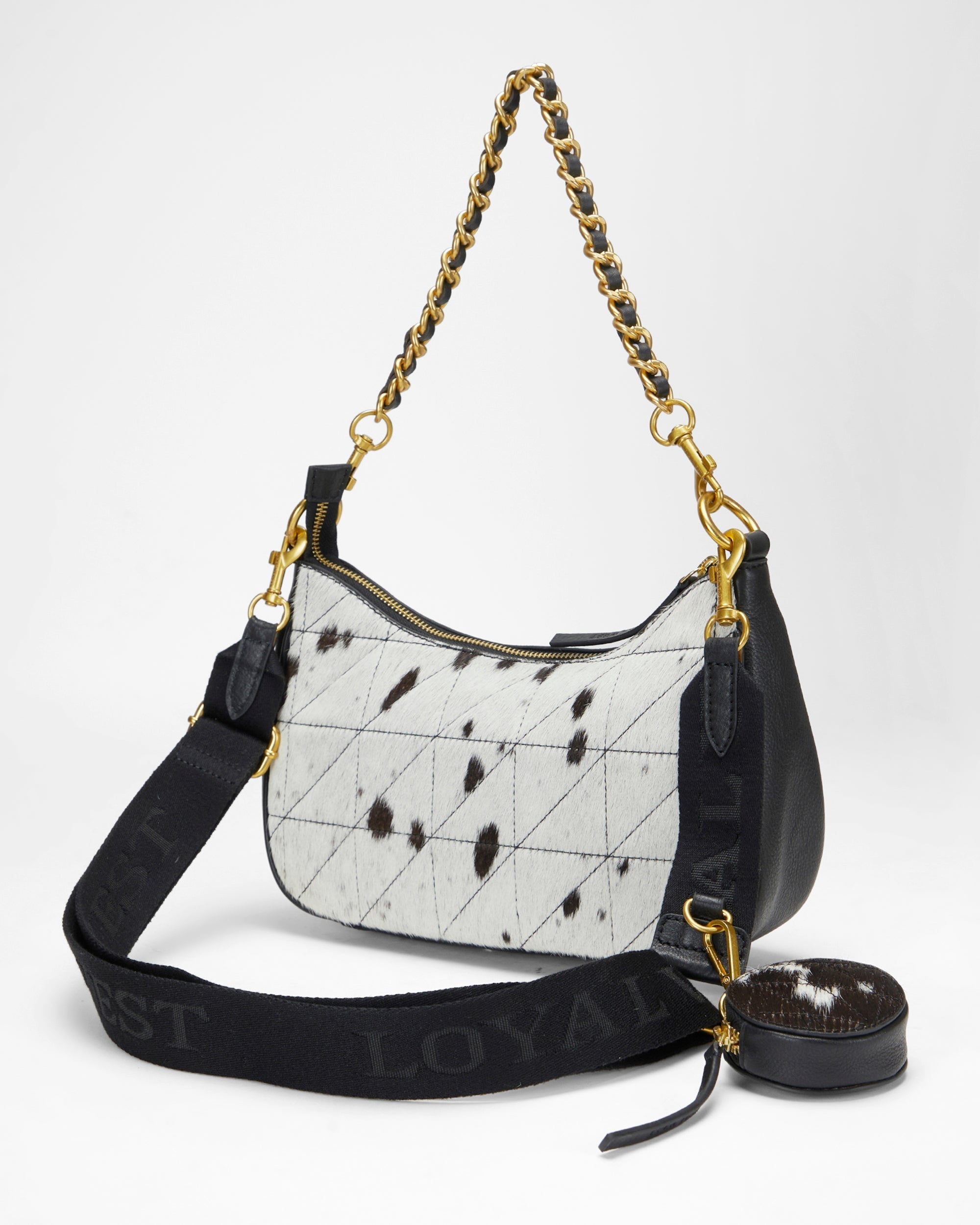 Loyal West JOE QUILTED NAPPA LEATHER BAG - BLACK & WHITE COWHIDE - Myra USA