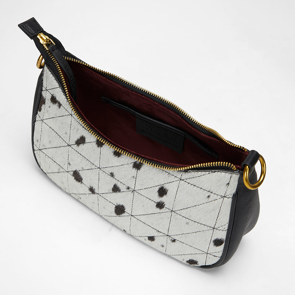 Loyal West JOE QUILTED NAPPA LEATHER BAG - BLACK & WHITE COWHIDE - Myra USA