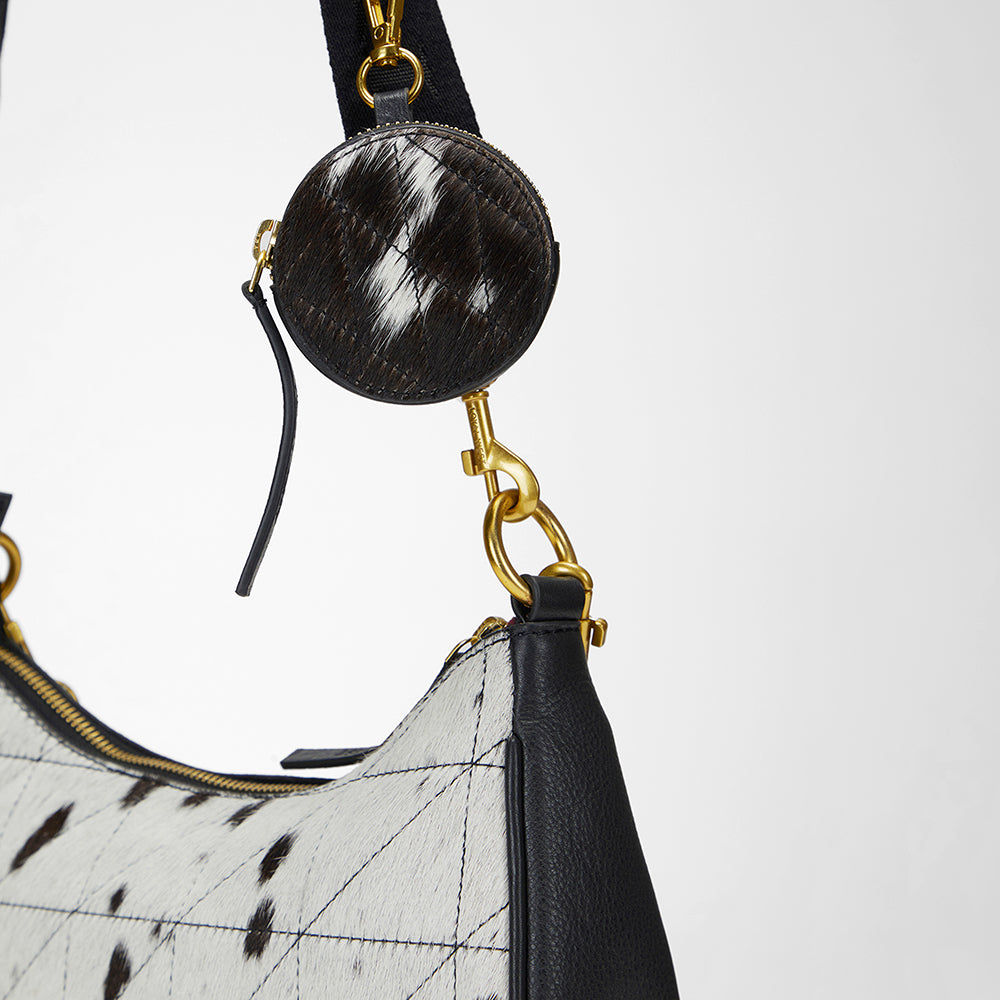 Loyal West JOE QUILTED NAPPA LEATHER BAG - BLACK & WHITE COWHIDE - Myra USA
