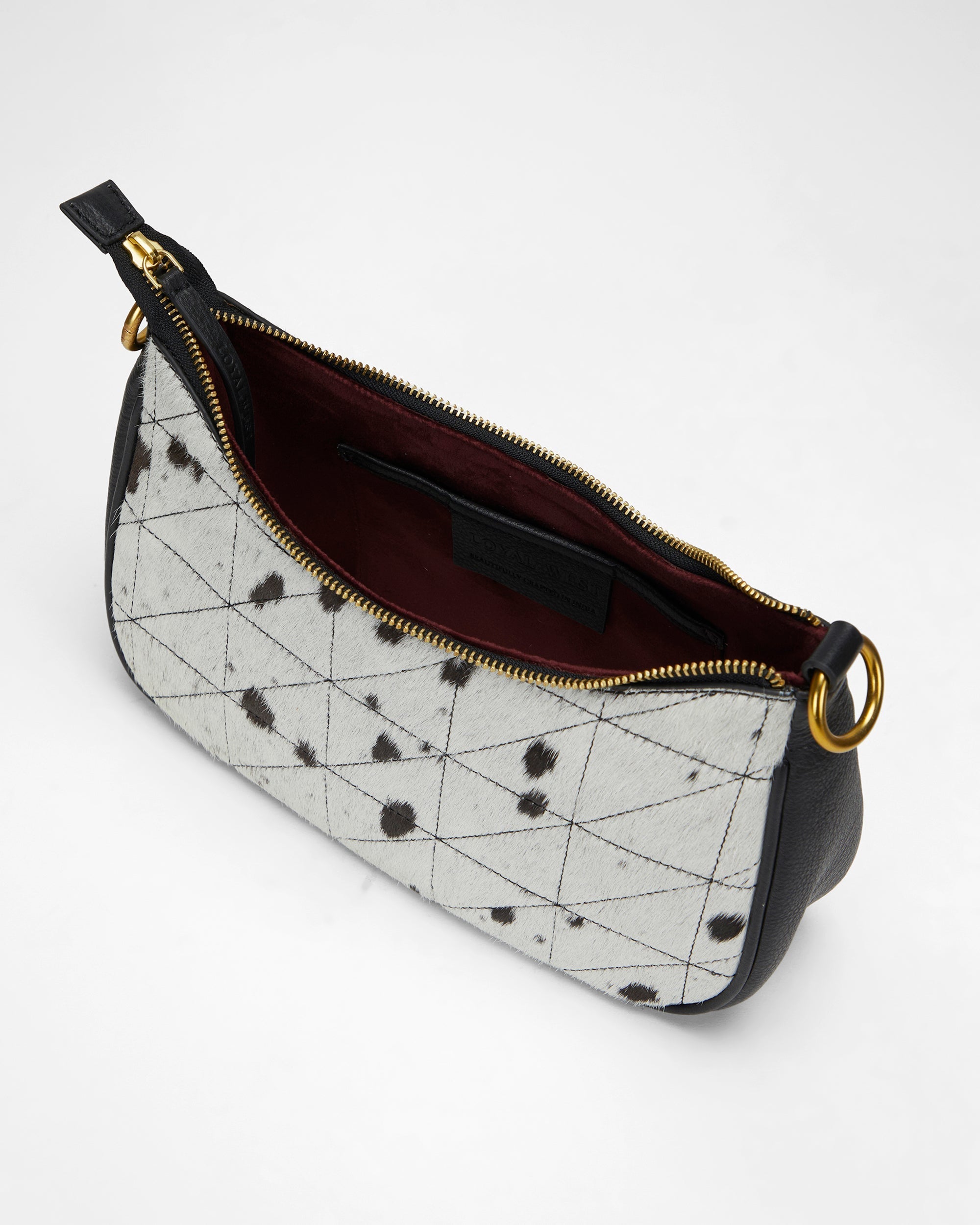 Loyal West JOE QUILTED NAPPA LEATHER BAG - BLACK & WHITE COWHIDE