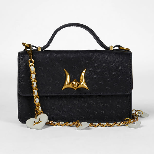 Loyal West HEART CHARM CHAIN IN WHITE CALF LEATHER (2 In 1 Crossbody Chain) - Myra USA