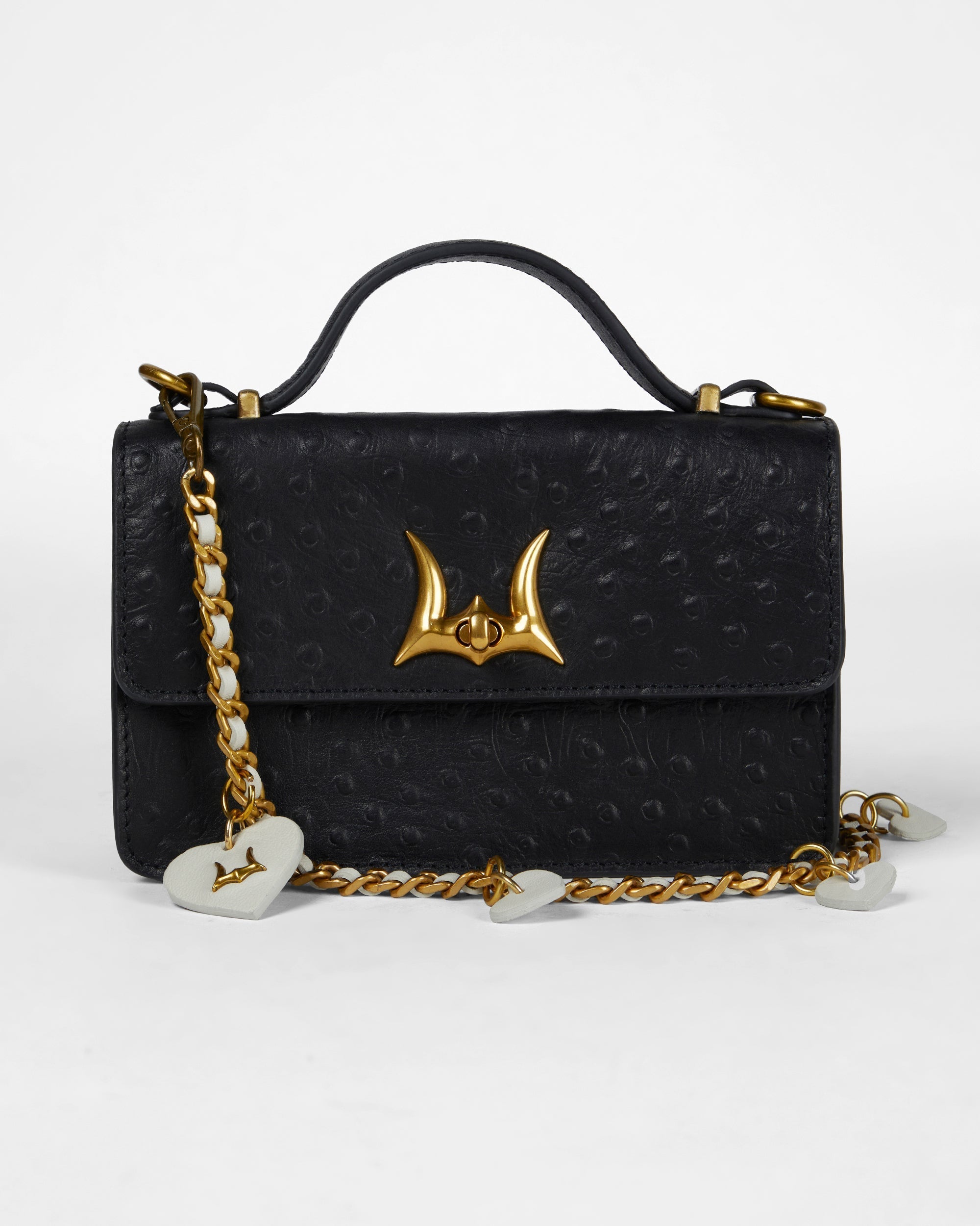 Loyal West HEART CHARM CHAIN IN WHITE CALF LEATHER (2 In 1 Crossbody Chain)
