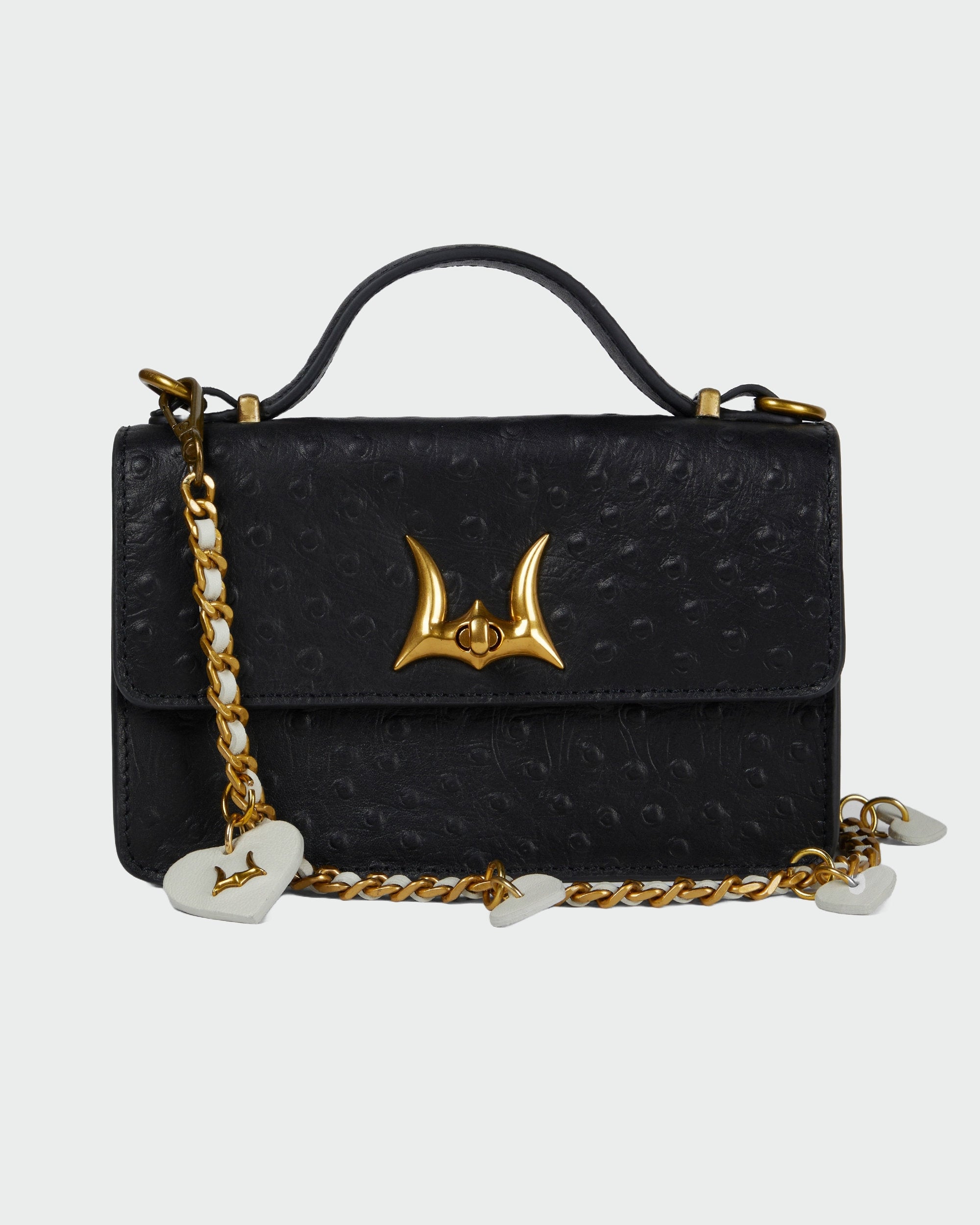 Loyal West HEART CHARM CHAIN IN WHITE CALF LEATHER (2 In 1 Crossbody Chain)