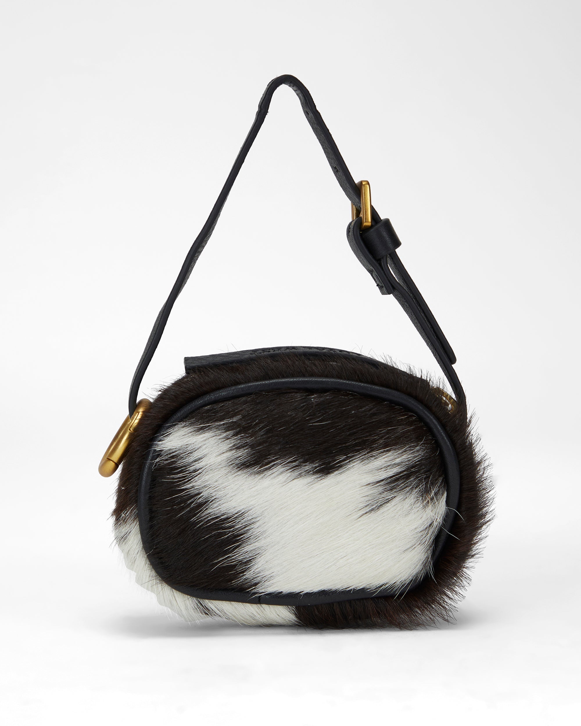 Loyal West SOPHIA MICRO BAG CHARM IN BLACK & WHITE COWHIDE