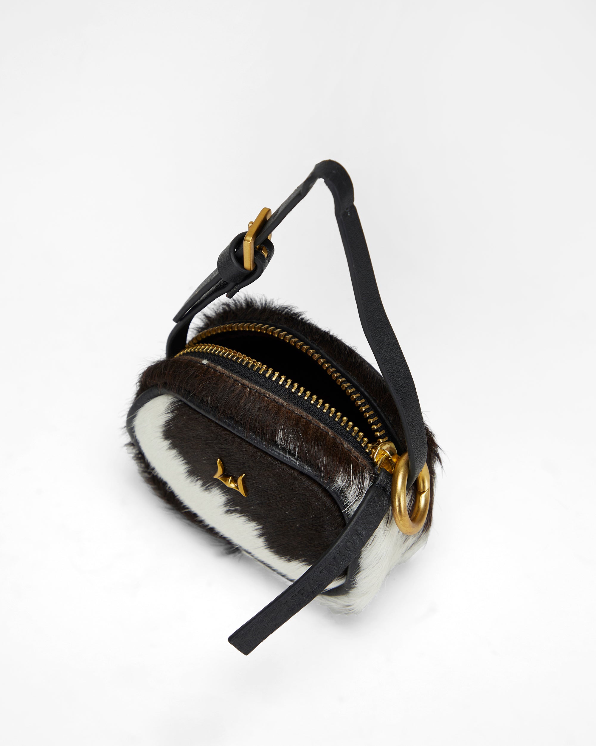Loyal West SOPHIA MICRO BAG CHARM IN BLACK & WHITE COWHIDE