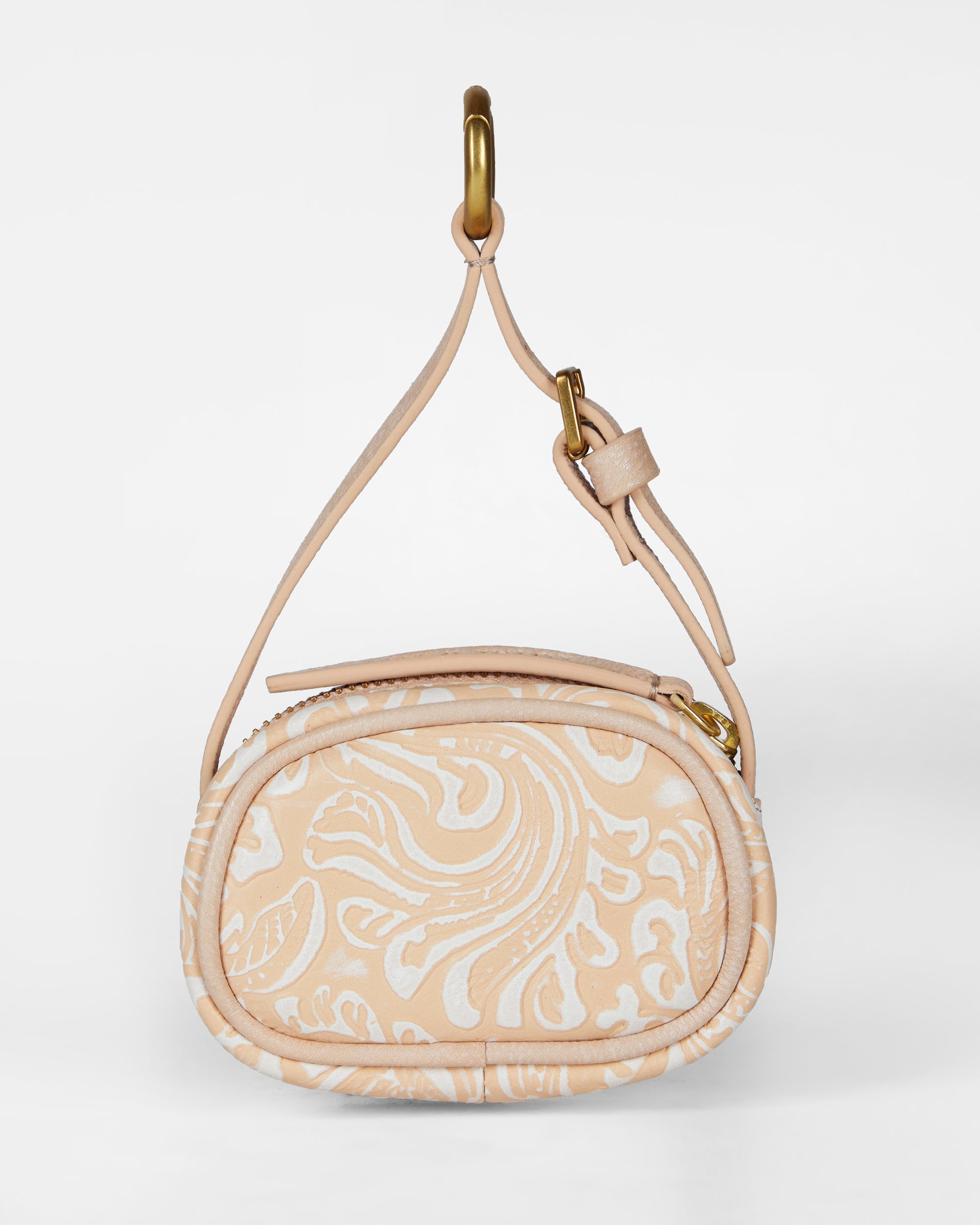 Loyal West SOPHIA MICRO BAG CHARM IN HAND FINISHED EMBOSSED LEATHER - WHITE
