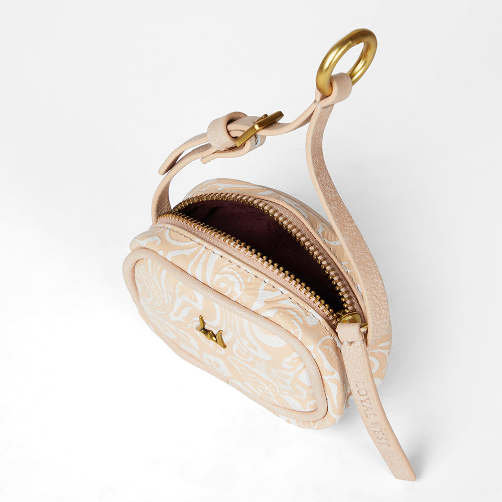 Loyal West SOPHIA MICRO BAG CHARM IN HAND FINISHED EMBOSSED LEATHER - WHITE