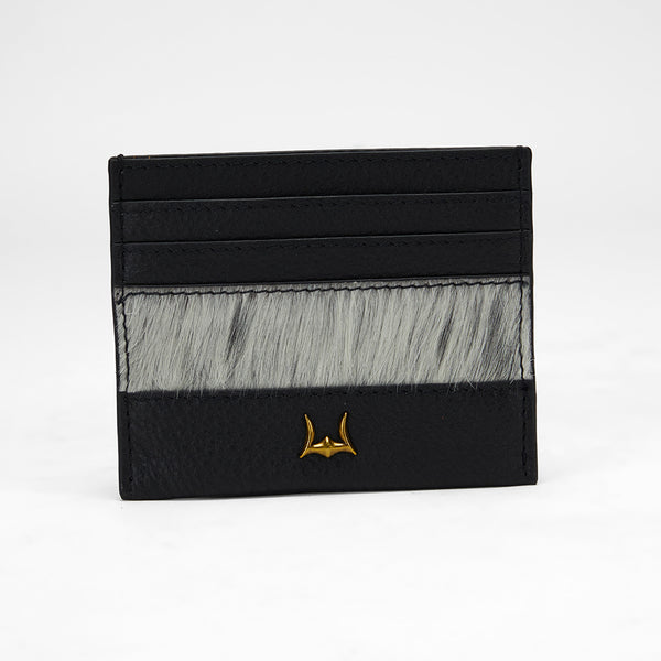 Loyal West SHELL CARD HOLDER IN BLACK & WHITE COWHIDE - Myra USA