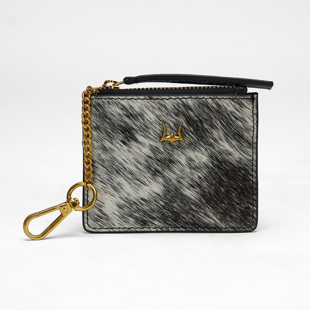 Loyal West SOPHIA CREDIT CARD HOLDER IN BLACK & WHITE COWHIDE - Myra USA