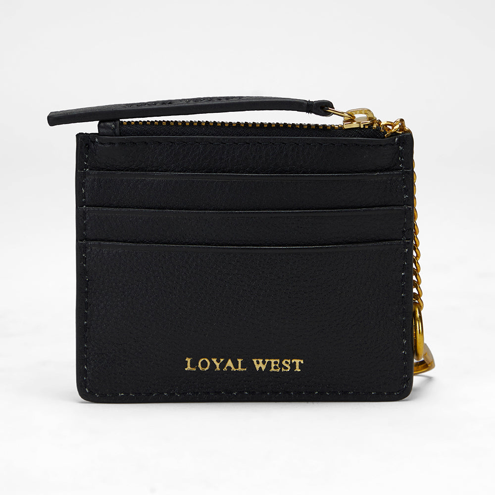 Loyal West SOPHIA CREDIT CARD HOLDER IN BLACK & WHITE COWHIDE - Myra USA