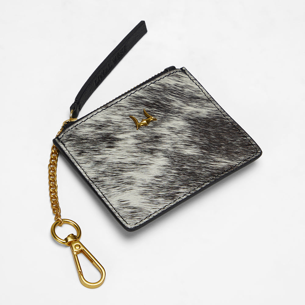 Loyal West SOPHIA CREDIT CARD HOLDER IN BLACK & WHITE COWHIDE - Myra USA